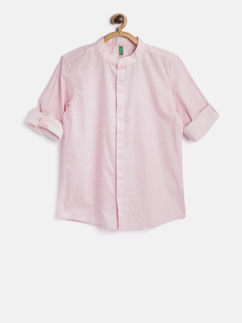 

United Colors of Benetton Boys Pink & Off-White Regular Fit Printed Casual Shirt