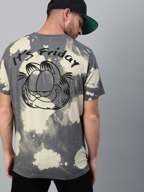 

Kook N Keech Garfield Men Grey & Cream-Coloured Dyed Round Neck T-shirt