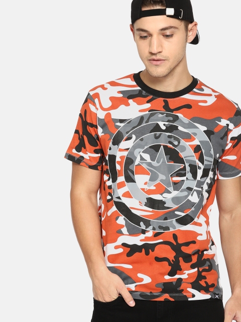 

Kook N Keech Marvel Men Orange & Black Printed Round Neck T-shirt