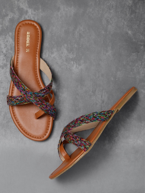 

Anouk Women Blue & Pink Woven Design One Toe Flats