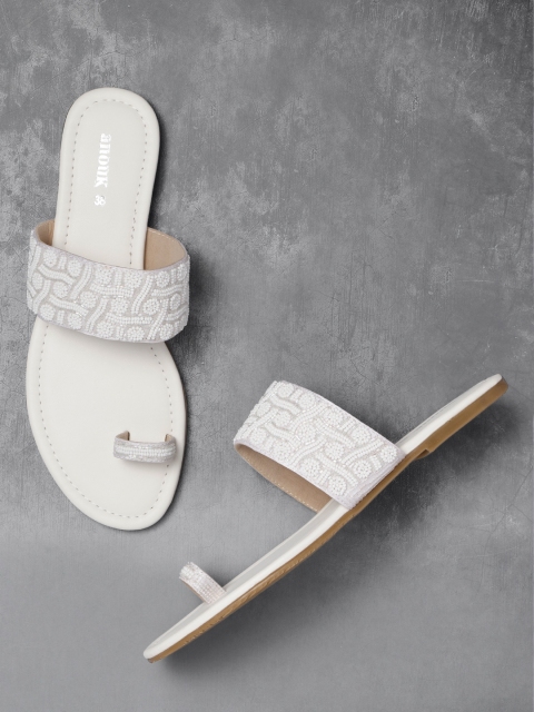 

Anouk Women White Beaded One Toe Flats