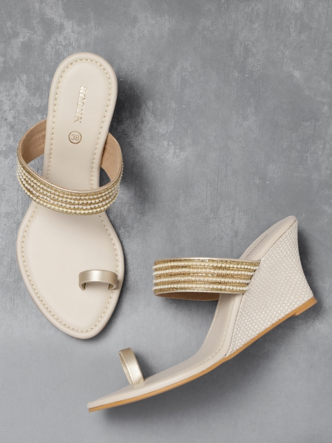

Anouk Women Gold-Toned Embroidered & Beaded Wedges