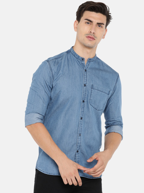 

British Club Men Blue Slim Fit Solid Casual Shirt