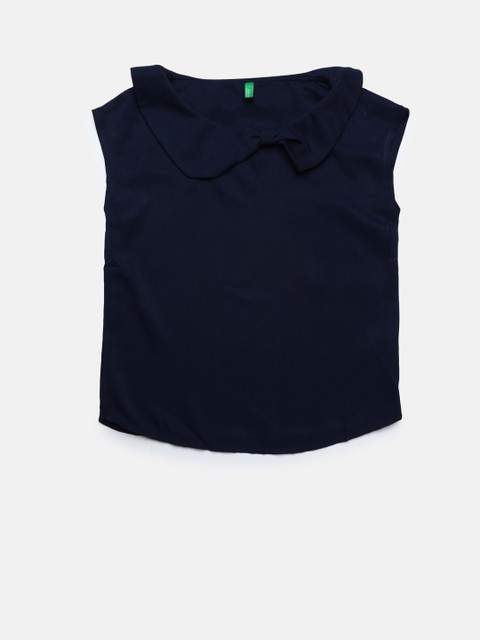 

United Colors of Benetton Girls Navy Blue Solid Top