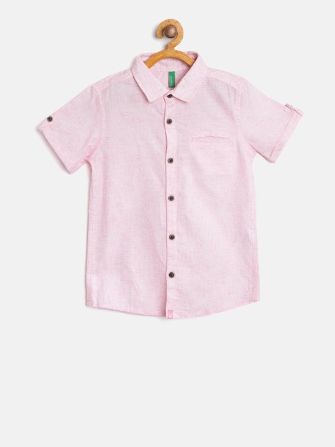 United Colors of Benetton Boys Pink Regular Fit Casual Shirt