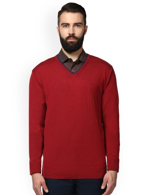 

ColorPlus Men Red Solid Woollen Pullover