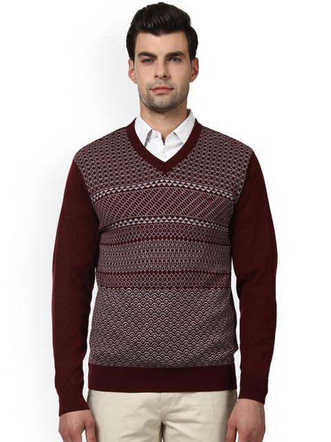 

ColorPlus Men Maroon Self Design Pullover