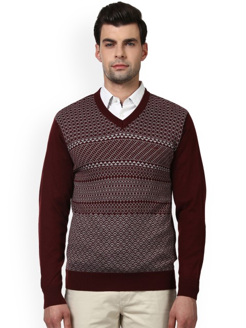 

ColorPlus Men Maroon Self Design Pullover