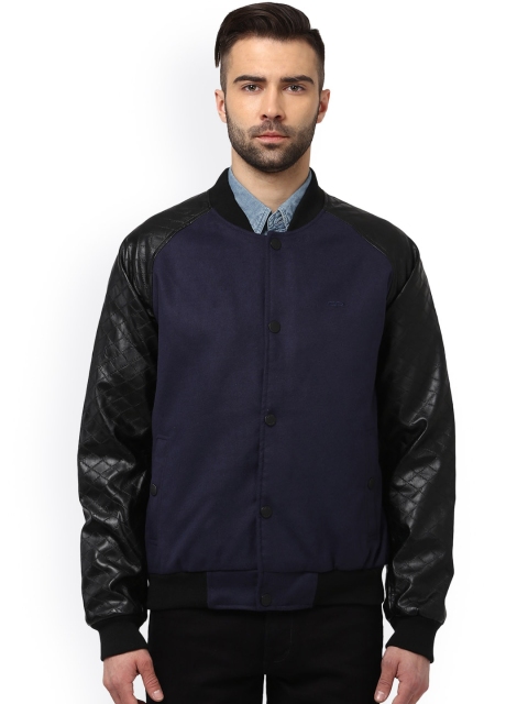 

ColorPlus Men Navy Blue Colourblocked Bomber