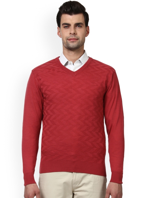 

ColorPlus Men Red Self-Design Pullover
