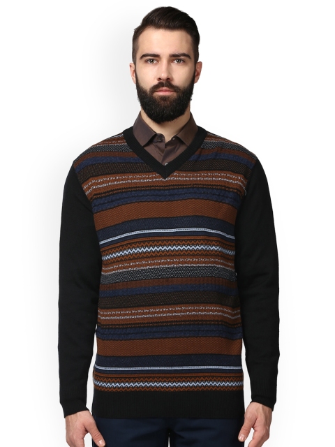 

ColorPlus Men Black & Brown Self Design Sweater