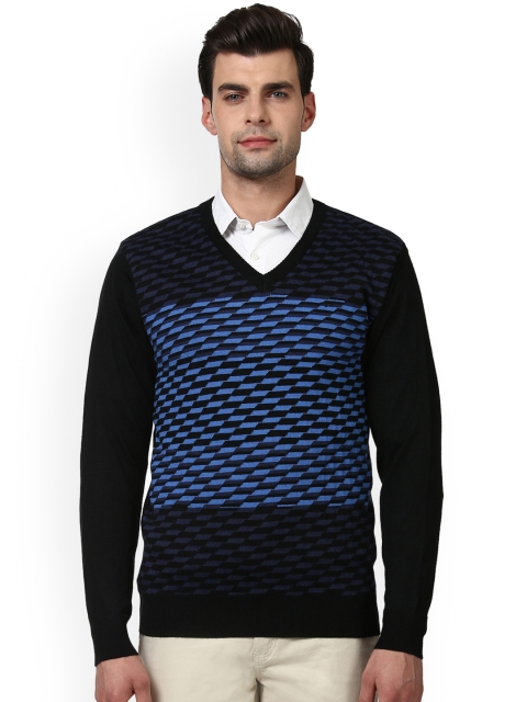 

ColorPlus Men Blue & Black Self Design Pullover