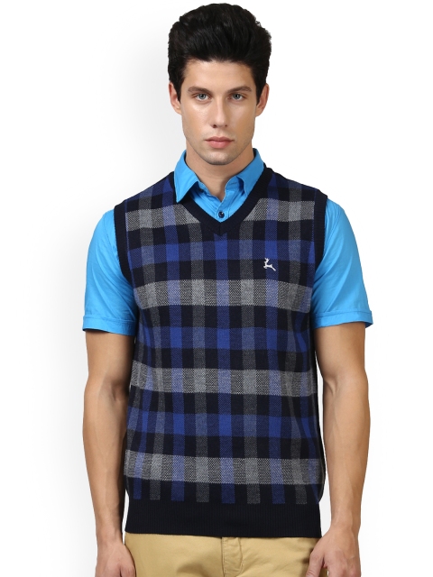 

Parx Men Blue & Black Checked Pullover Sweater