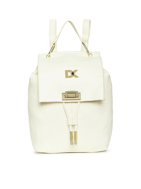 

Diana Korr Women Cream-Coloured & Gold-Toned Solid Backpack
