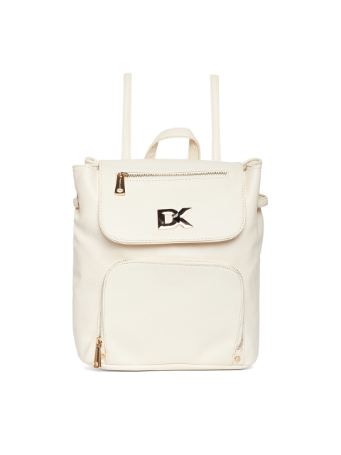 

Diana Korr Women Cream-Coloured & Gold-Toned Solid Backpack