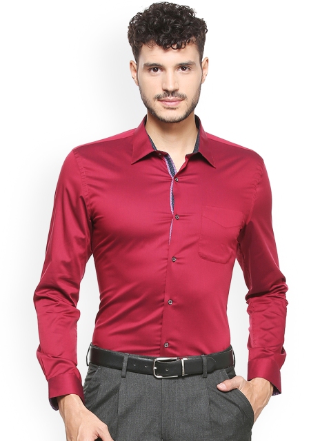 

Peter England Elite Men Red Slim Fit Solid Formal Shirt