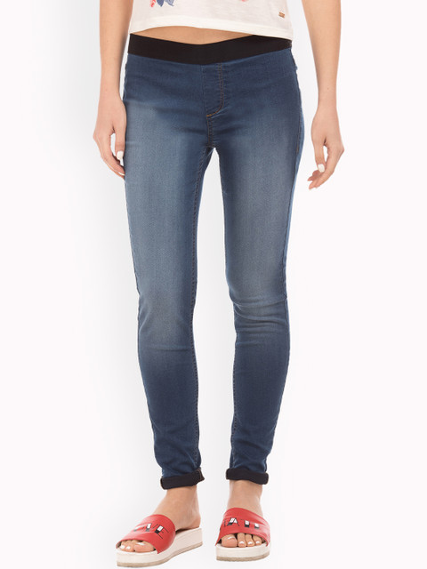 

Flying Machine Women Blue Solid Denim Jeggings