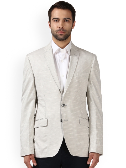 

Raymond Men Off-White Woven Design Single-Breasted Casual Blazer