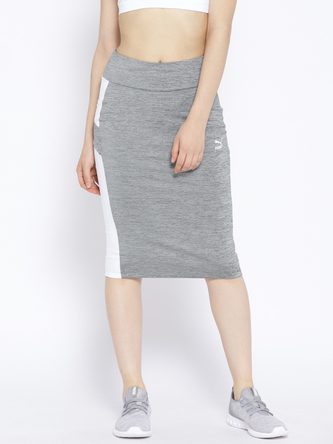 

Puma Women Grey Solid Pencil Skirt