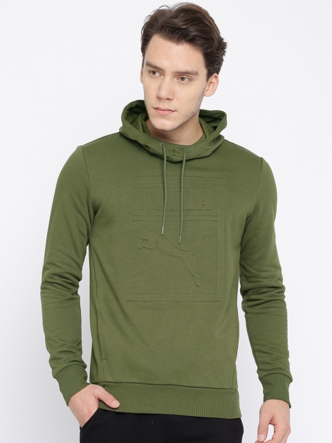 

Puma Men Olive Archive Embossed Logo Hoody Sweatshirt