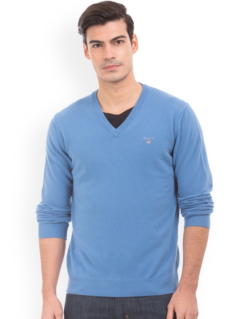 

GANT Men Blue Solid Pullover