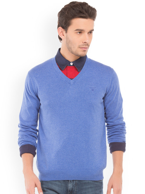 

GANT Men Blue Solid Pullover