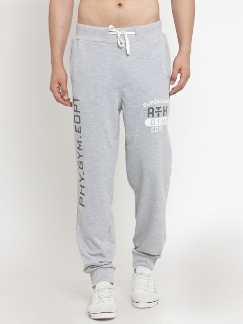 

JAINISH Men Grey Melange Printed Slim Fit Joggers