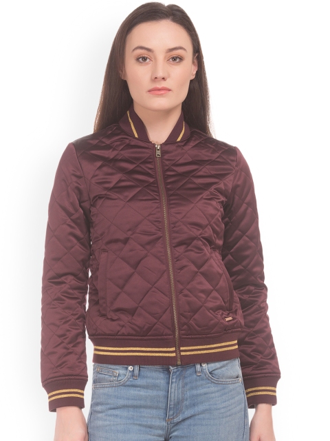 

Aeropostale Women Maroon Solid Bomber