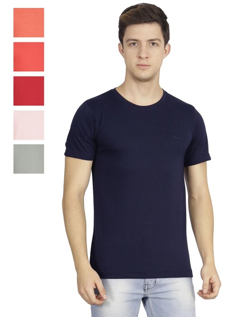 

Genx Men Pack of 6 Solid Round Neck T-shirts, Navy blue