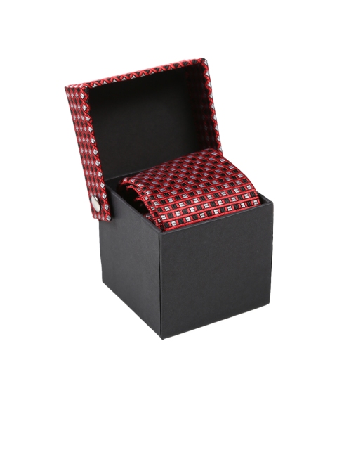 

Tossido Red & Black Woven Design Broad Tie