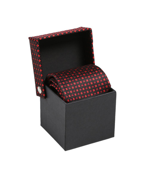 

Tossido Maroon & Black Woven Design Broad Tie