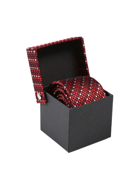 

Tossido Maroon & Black Woven Design Skinny Tie