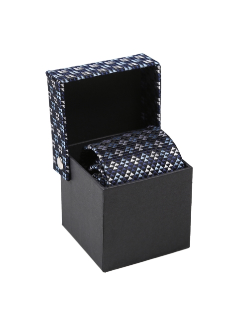 

Tossido Blue & White Woven Design Skinny Tie