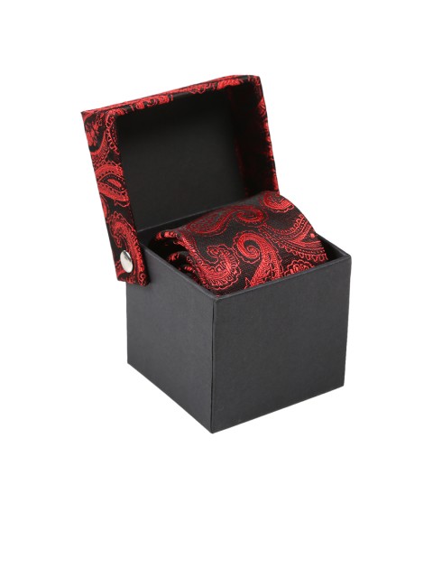 

Tossido Red Woven Design Broad Tie