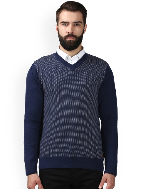 

Raymond Men Blue Self-Design Pullover