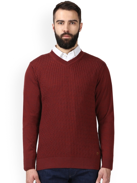 

Raymond Men Maroon Self-Design Pullover