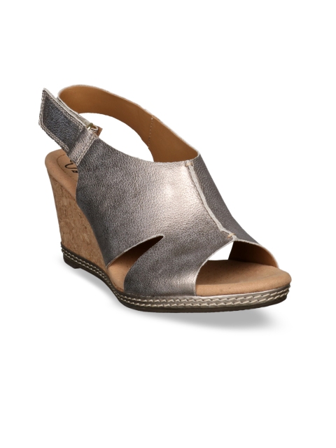 

Clarks Women Silver-Toned Solid Sandals