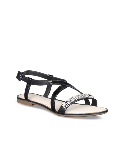 

Clarks Women Black Solid Synthetic Open Toe Flats