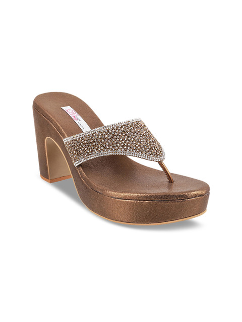 

Mochi Women Gold-Toned Solid Block Heels