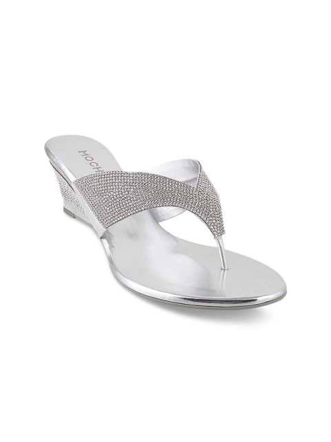 

Mochi Women Silver-Toned Embellished Wedges
