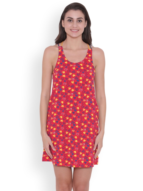 

Clovia Red & Yellow Printed Nightdress NS0650A04XL