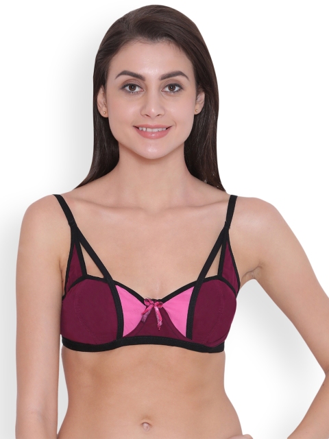 

Clovia Non-Padded Underwired Colourblocked Balconette Bra, Purple