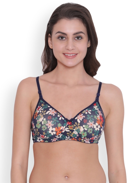 

Clovia Padded Non-Wired Floral Print Multiway T-Shirt Bra, Black