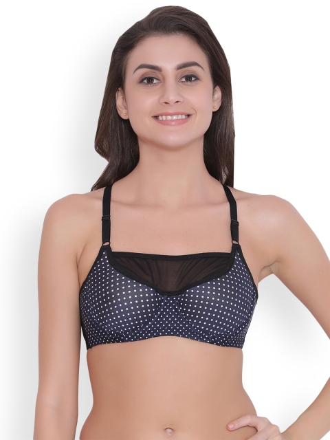 

Clovia Padded Underwired Polka Print Racerback Sports Bra, Navy blue