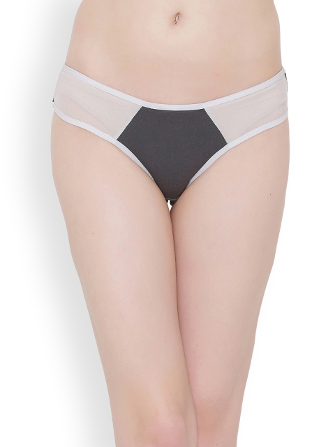 

Clovia Women Charcoal & White Colourblocked Bikini Brief PN2620P05XL