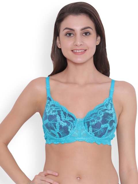 

Clovia Lace Padded Underwired Multiway Push-Up Bra, Blue
