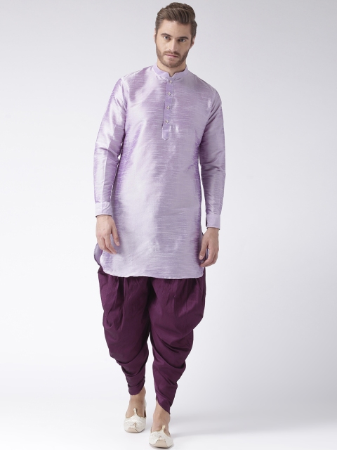 

Hangup Men Lavender & Purple Solid Kurta with Dhoti Pants