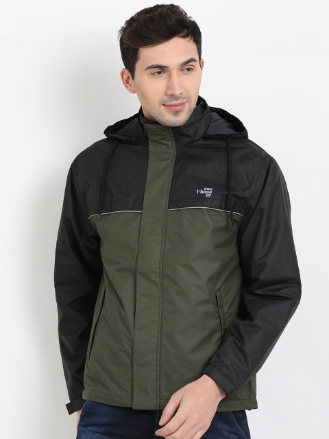 

t-base Olive Green & Black Rainware Hooded Jacket