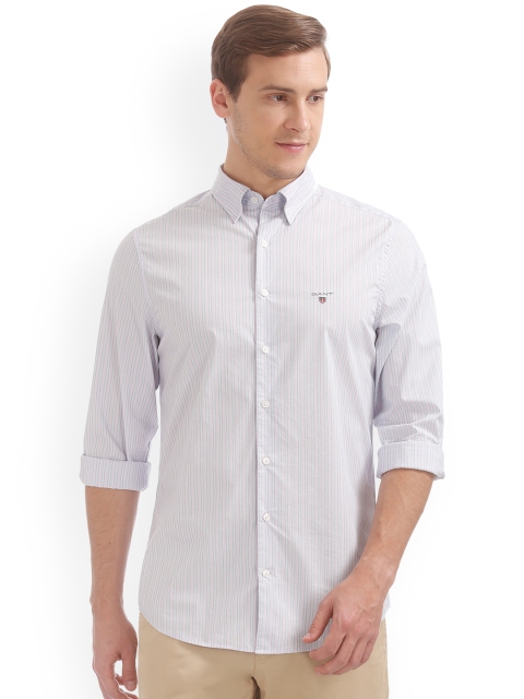

GANT Men White Regular Fit Striped Casual Shirt
