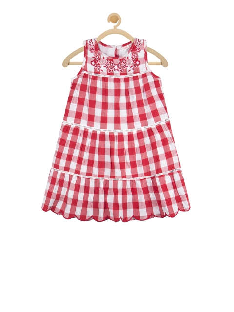

Budding Bees Girls Red Checked A-Line Dress